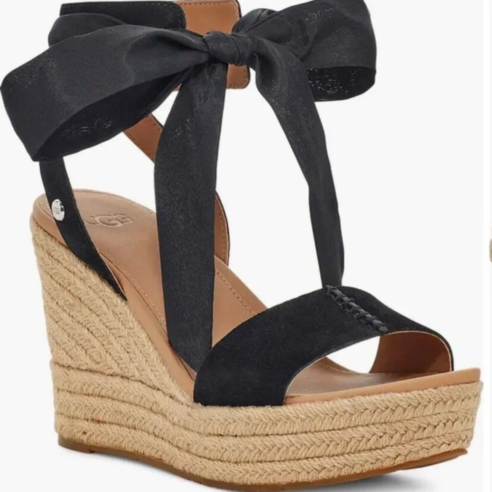 UGG Shiloh Espadrille‎ Platform Wedge Sandals, black.